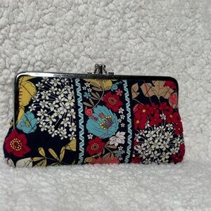 Vera Bradley Happy Snails Floral Double Kiss Lock Frame Clutch Wallet NWOT